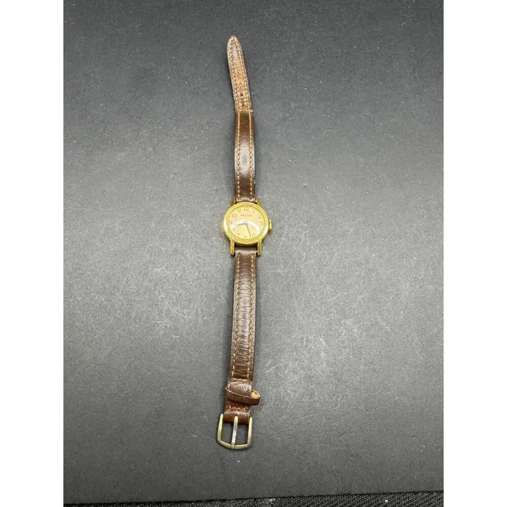 Vintage Kelton Women’s Mechanical Watch 20.2mm Gold Tone Case Brown Band
